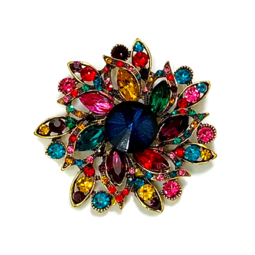 Large Multi Colored Flower Brooch/Pendant